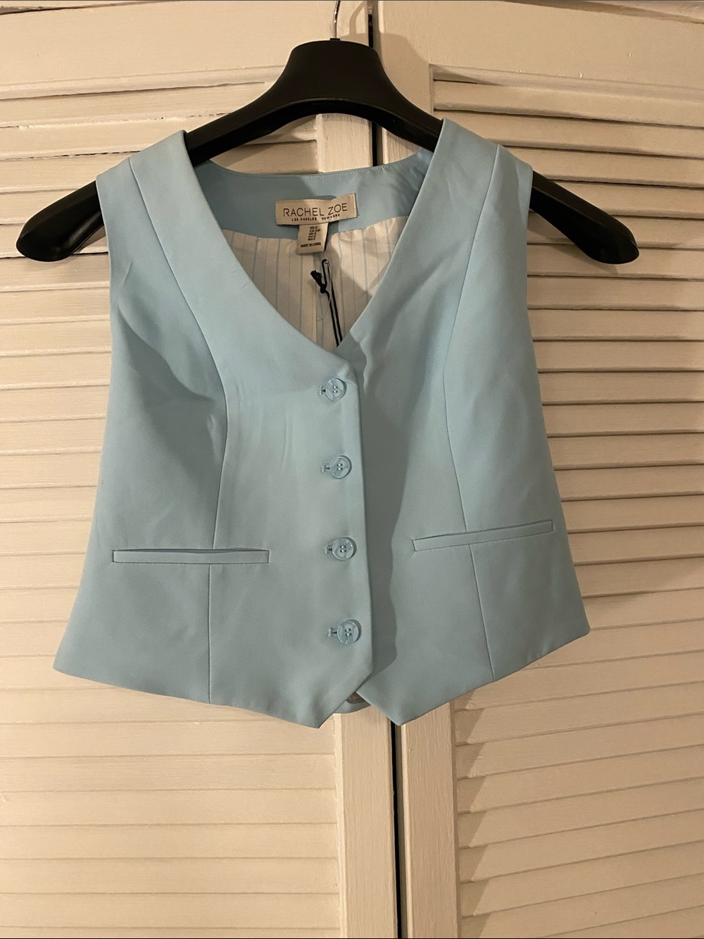 Rachel Zoe Sky Blue Tailored Button-Front Vest